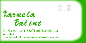 karmela balint business card